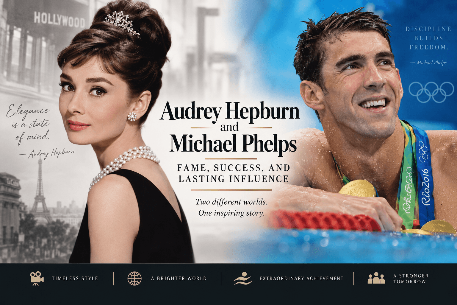 Audrey Hepburn and Michael Phelps